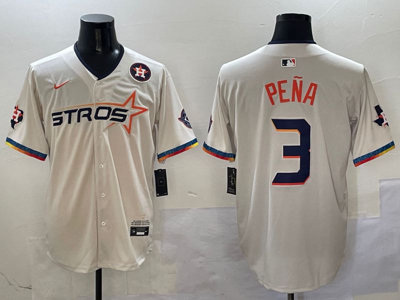 Men Houston Astros #3 Pena Cream Fourth generation Joint Name 2025 Nike MLB Jersey style 4156->houston astros->MLB Jersey